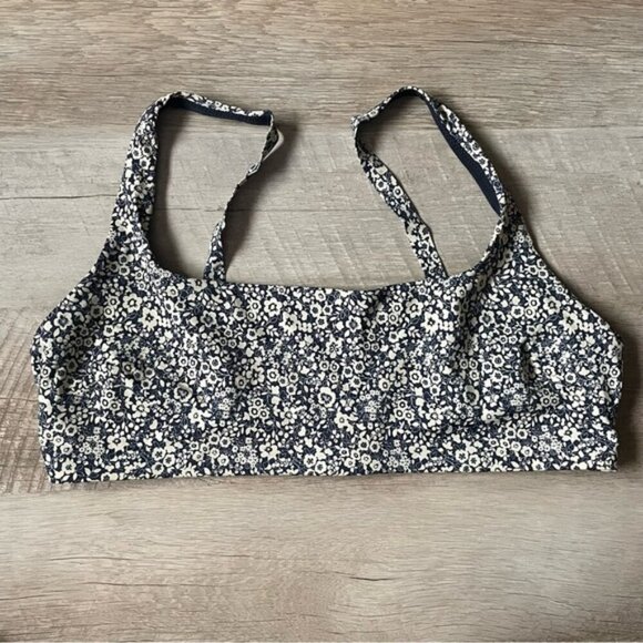 Everlane The Square-Neck Bikini Top Floral Print Navy L - Picture 4 of 12